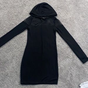 Hooded mesh dress jersey dress